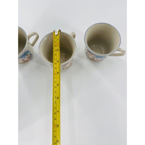 Tienshan Stoneware PIG PALS pink & blue 3.25" teacups SET OF 3 - Picture 8 of 9